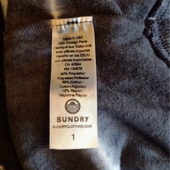 Sundry T Shirt Navy White Women Size 1 Puff Sleeve Tie Dye - Picture 5 of 6